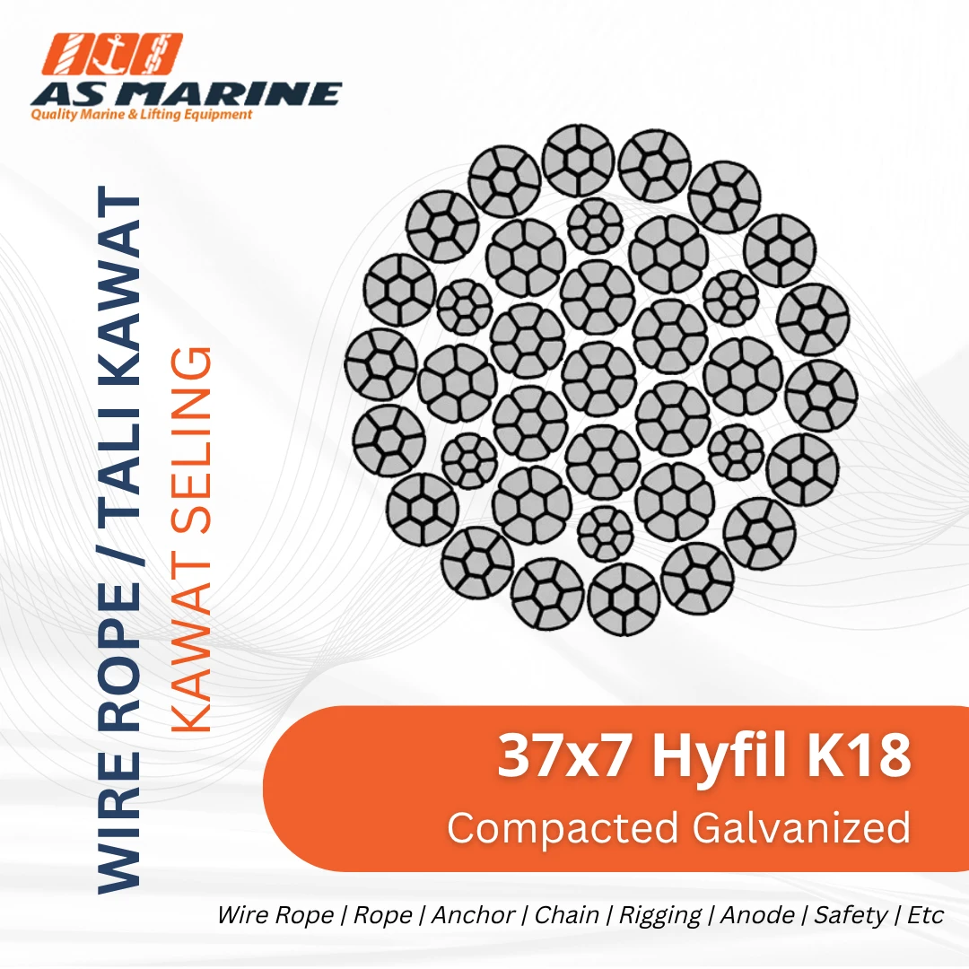 Wire Rope 37x7 Hyfil K18 Compacted Galvanized
